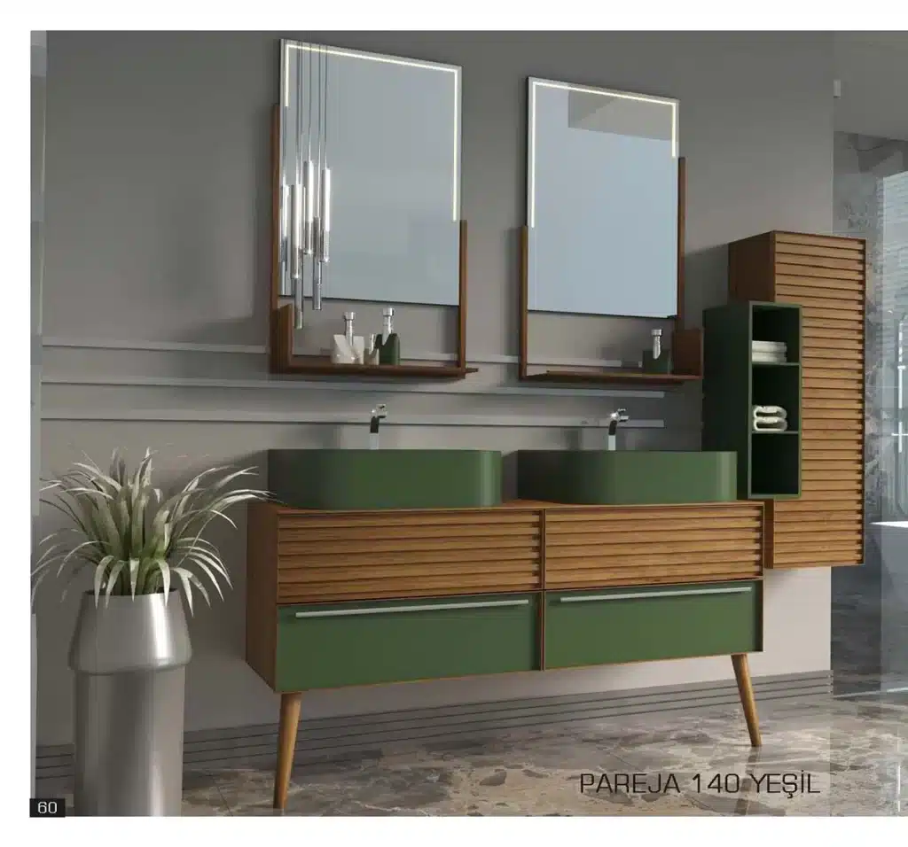 Banyo Mobilyaları Dolapları 11 premium pareja yesil banyo