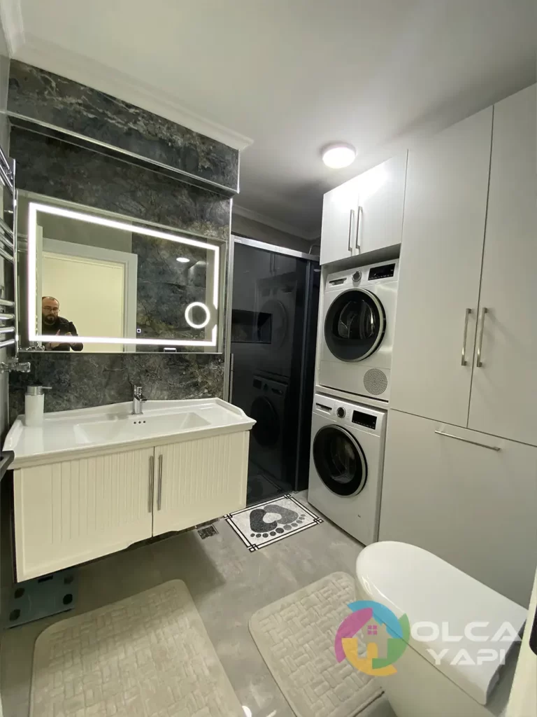 Alacahırka Daire Tadilatı 8 beyaz banyo dolabi