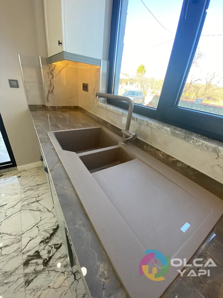 İznik Villa İç Mimari Uygulaması 15 iznik villa mutfak tadilati lavabo batarya